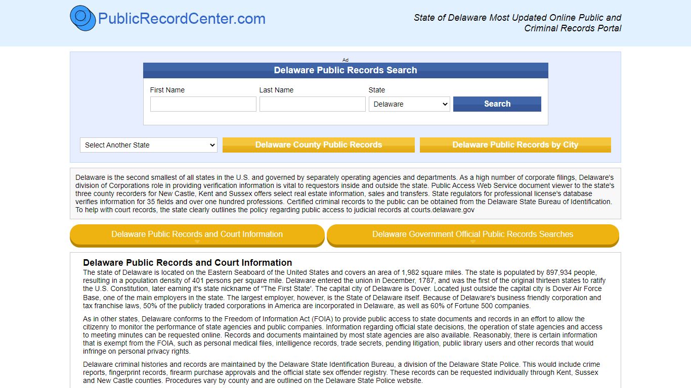 Delaware Free Public Records, Criminal Records And Background Checks